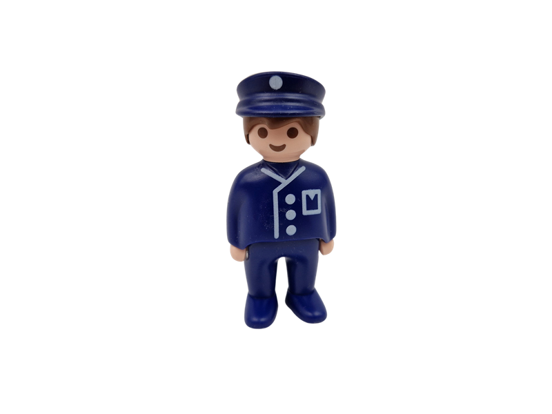 Playmobil 1.2.3 Train Chemin De Fer - Chef De Train Bleu - Jouet D'occasion - Marque Playmobil